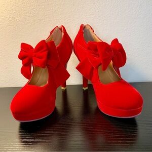 Mostrin Fashion Suede Vintage-Style Bowtie Platform Pump